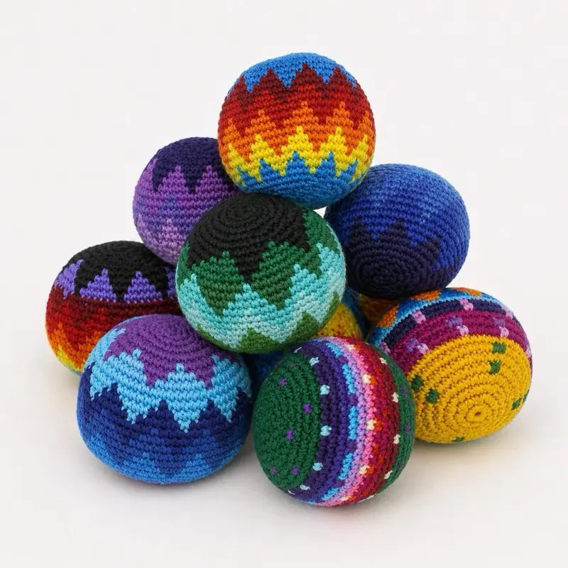 Crochet Multicolor Hacky Sack Stress Ball Bocce Ball Guatemala Handmade Gifts Handcraft 2.5" Diameter Fair Trade Guidelines