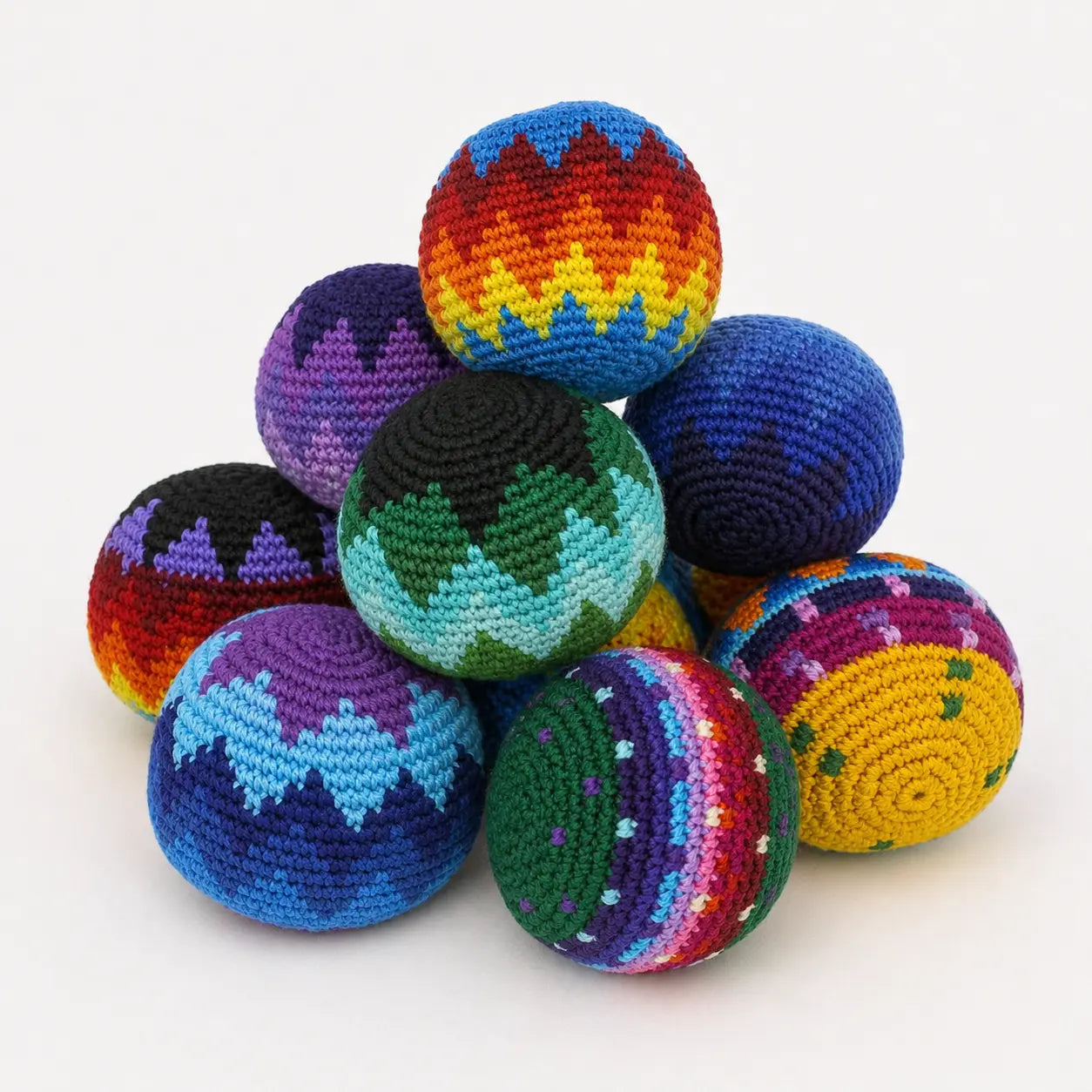Crochet Multicolor Hacky Sack Stress Ball Bocce Ball Guatemala Handmade Gifts Handcraft 2.5" Diameter Fair Trade Guidelines