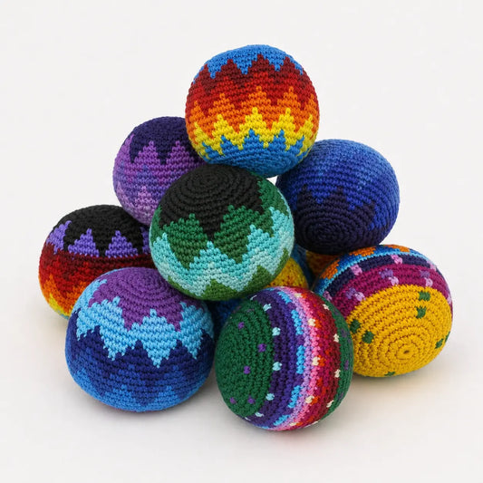 Crochet Multicolor Hacky Sack Stress Ball Bocce Ball Guatemala Handmade Gifts Handcraft 2.5" Diameter Fair Trade Guidelines